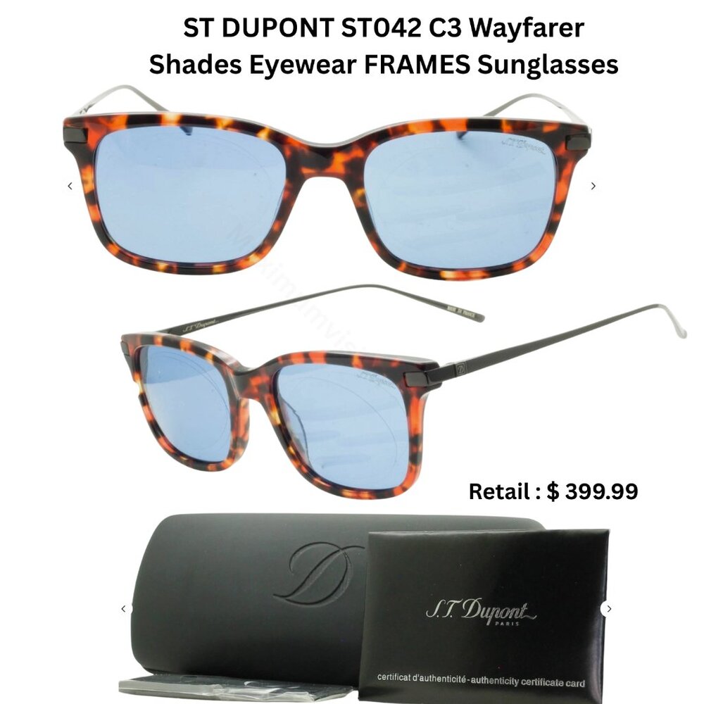 New ST DUPONT ST042 C3 Wayfarer Shades Eyewear FRAMES Sunglasses